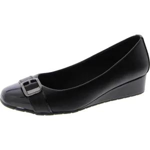 MORGAN Womens Faux Leather Round toe Wedge Heels