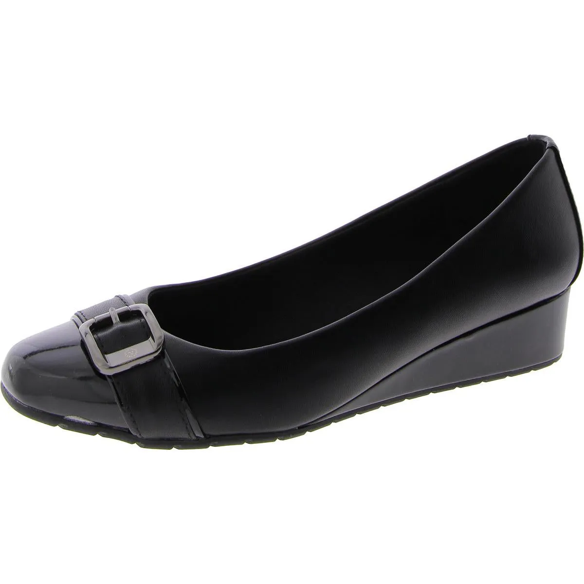MORGAN Womens Faux Leather Round toe Wedge Heels