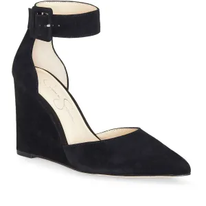 Moyra Womens Suede Pointed Toe Wedge Heels