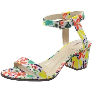 Mullaney Womens Floral Print Man Made Block Heels