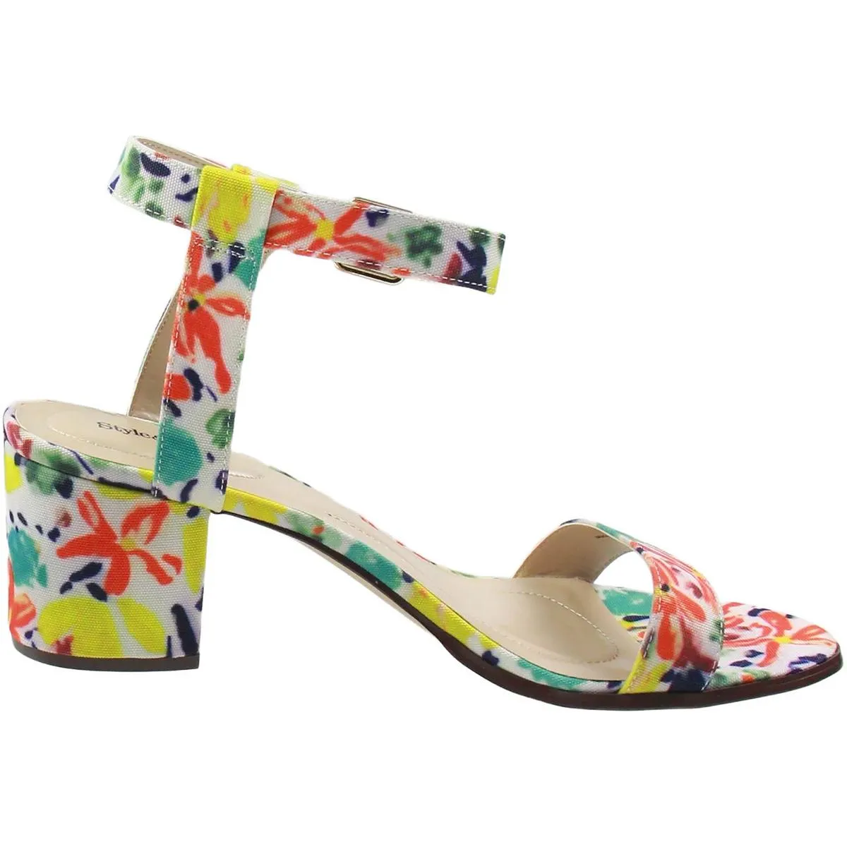 Mullaney Womens Floral Print Man Made Block Heels