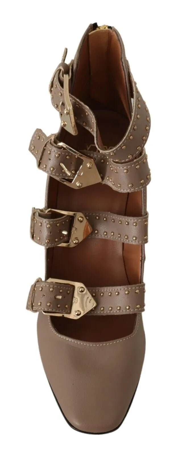 MY TWIN Leather Block Heels multi Buckle Pumps Women's Shoes