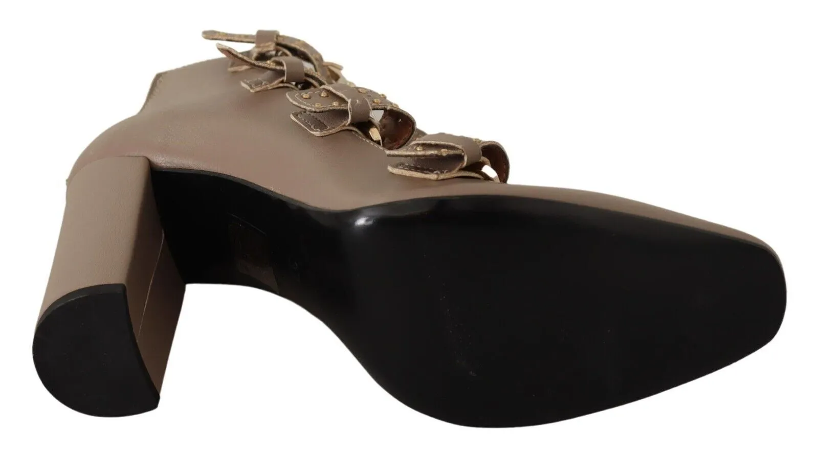 MY TWIN Leather Block Heels multi Buckle Pumps Women's Shoes