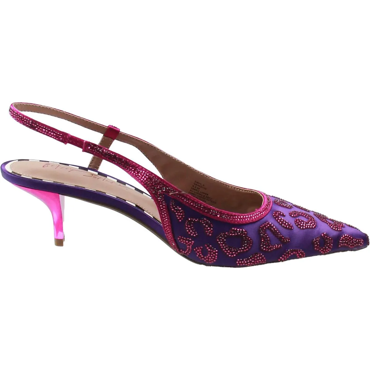 NAHLA Womens Embellished Satin Slingback Heels