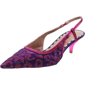 NAHLA Womens Embellished Satin Slingback Heels