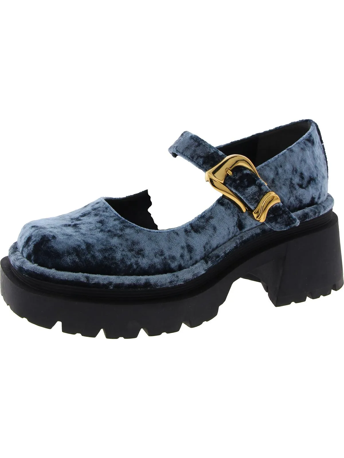 Nellie Womens Patent Lugged Sole Mary Jane Heels