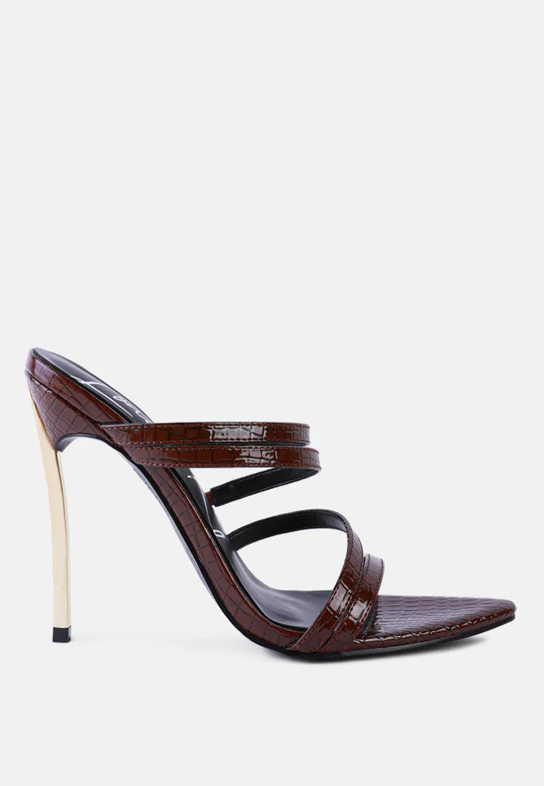 new affair croc metal high heeled sandals