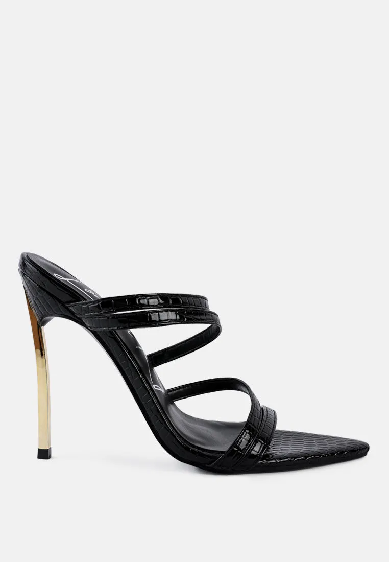 new affair croc metal high heeled sandals