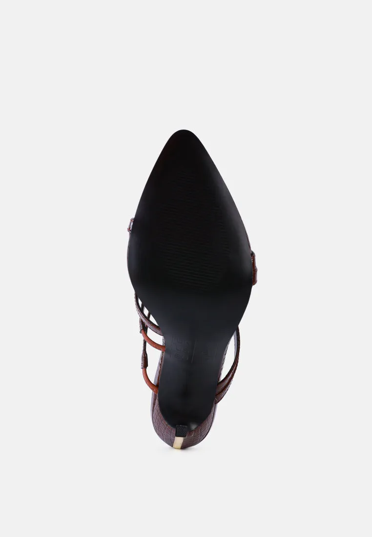 new affair croc metal high heeled sandals