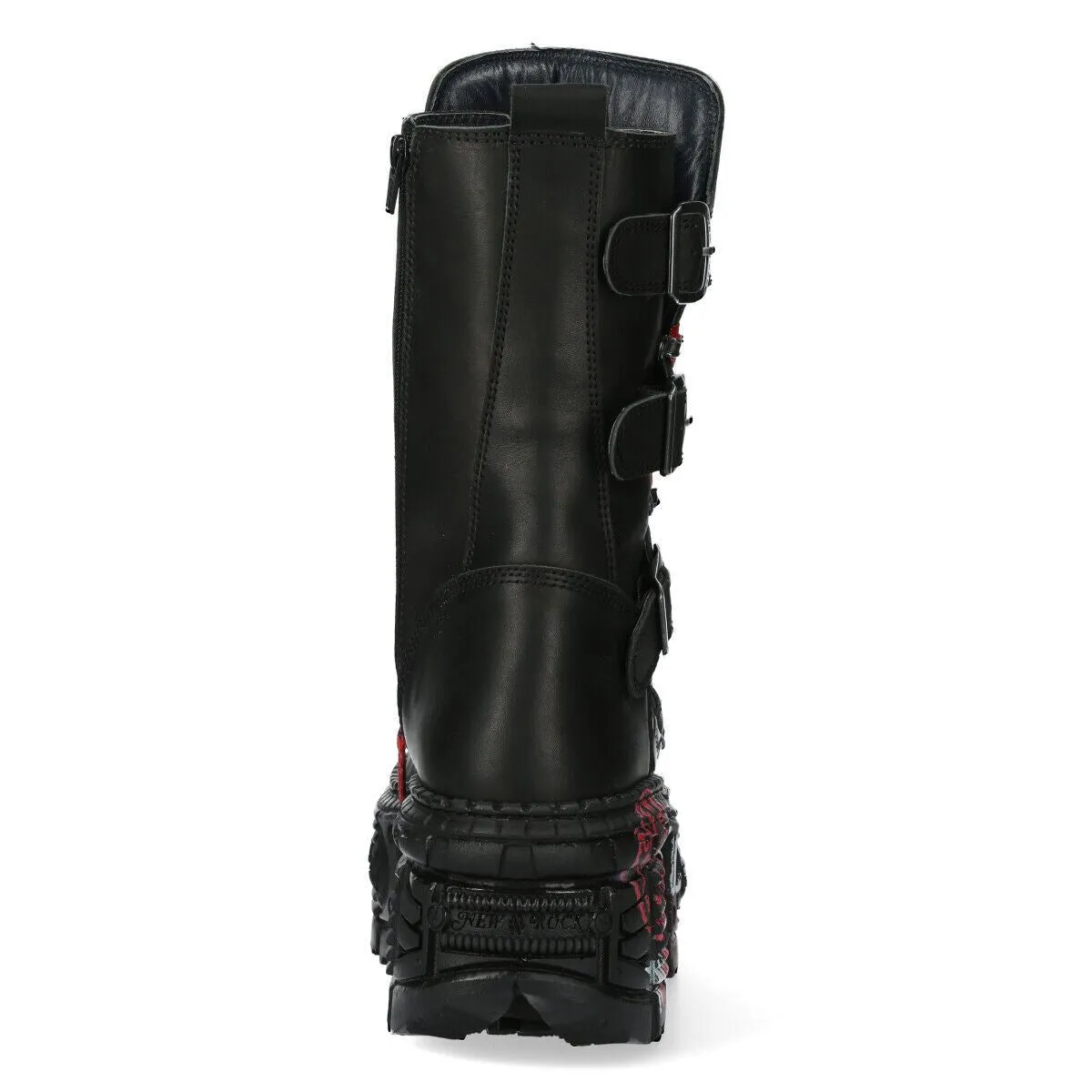 New Rock Mid Calf Punk Leather Boots-WALL028B-C1
