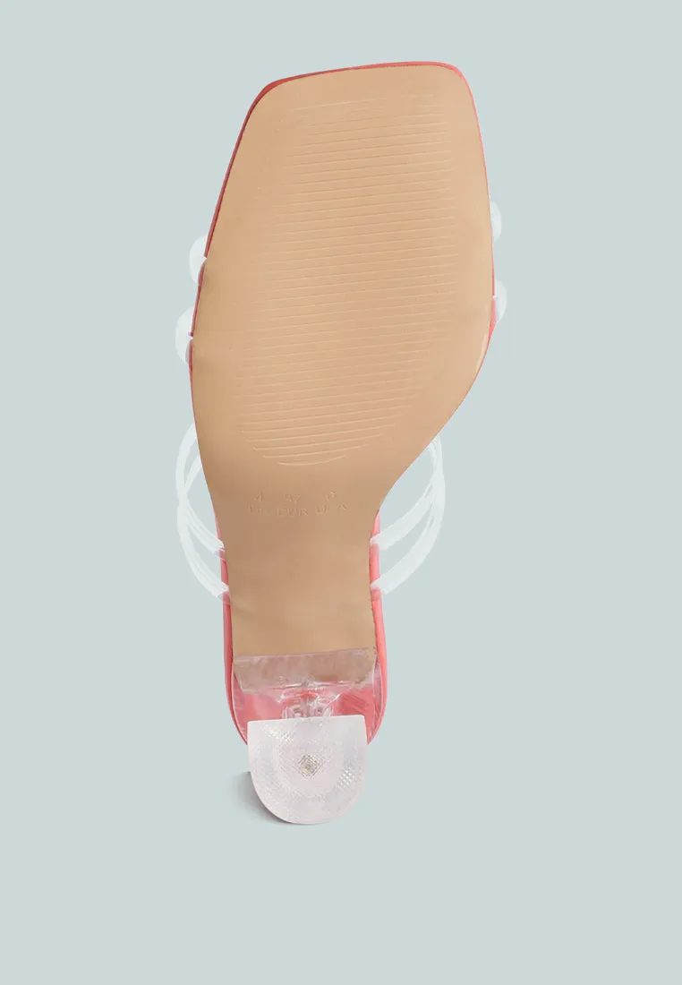 nightfall clear spool heel sandal