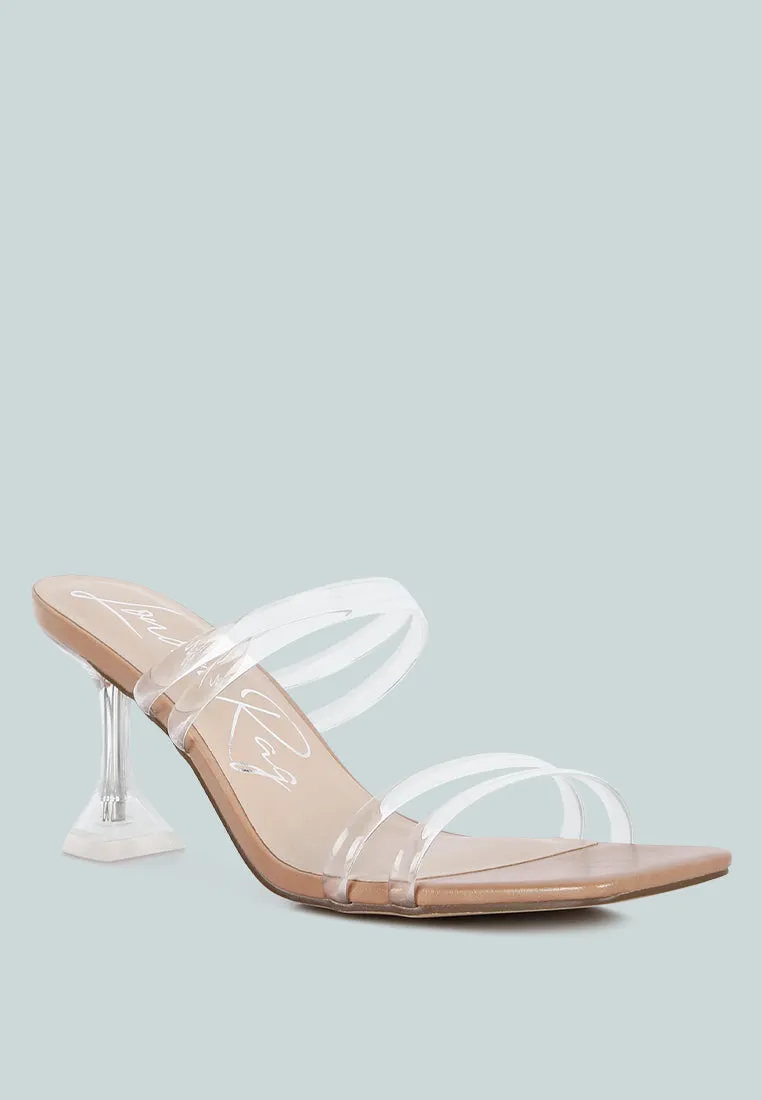 nightfall clear spool heel sandal