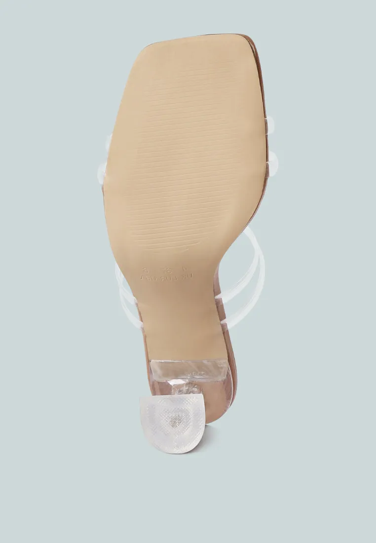 nightfall clear spool heel sandal