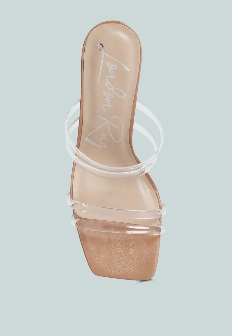 nightfall clear spool heel sandal