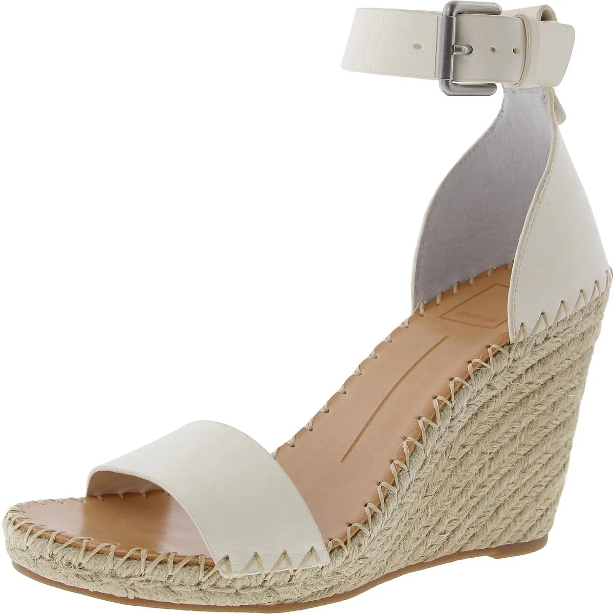 Noor Womens Leather Ankle Espadrille Heels