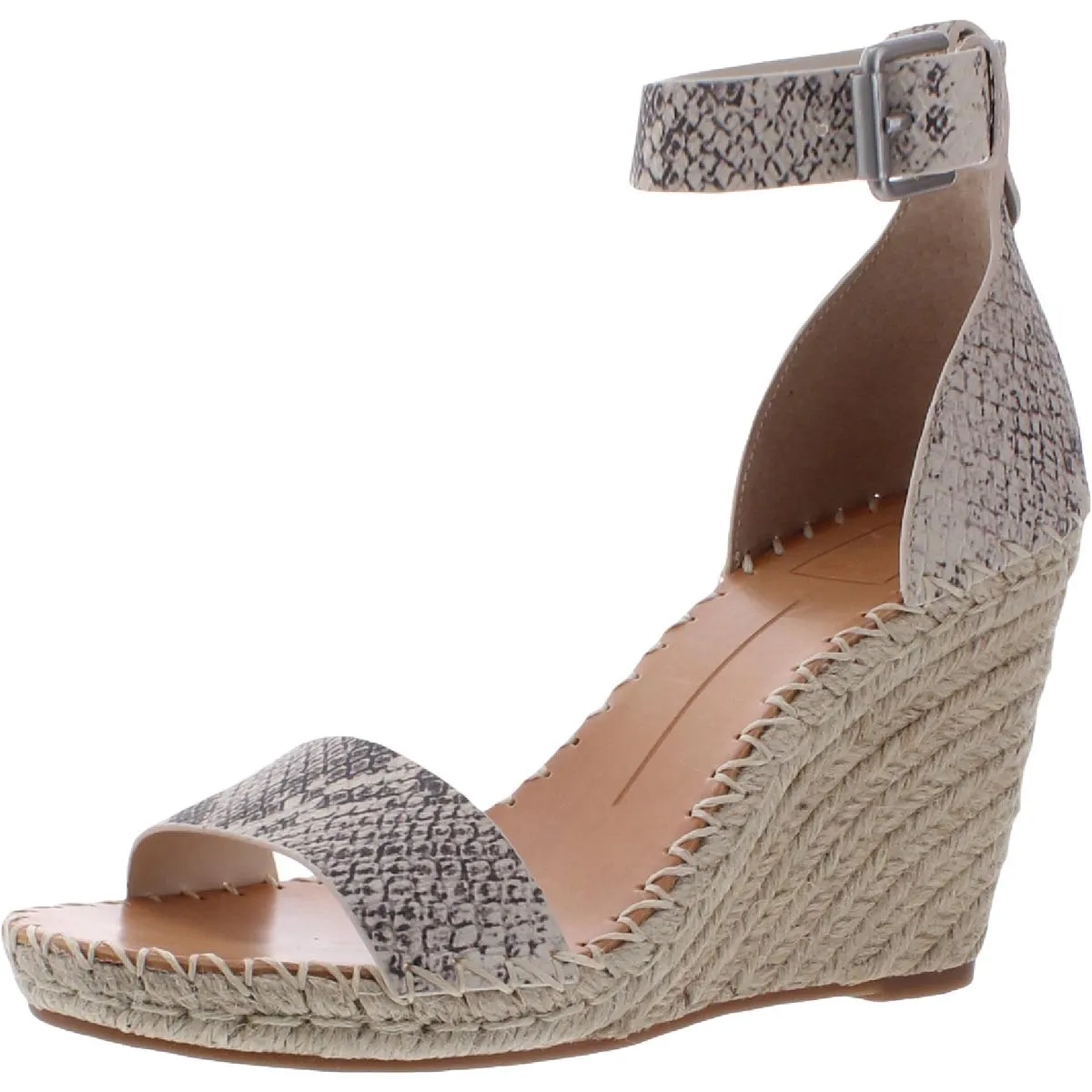Noor Womens Leather Ankle Espadrille Heels