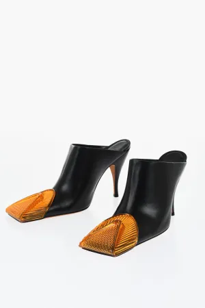 Off-White Leather Lunar Mules With Statement Detail Heel 11 Cm