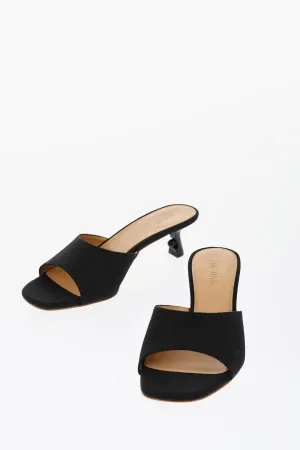 Off-White Open-Toe Linen Blend Lollipop Mules Heel 5 Cm