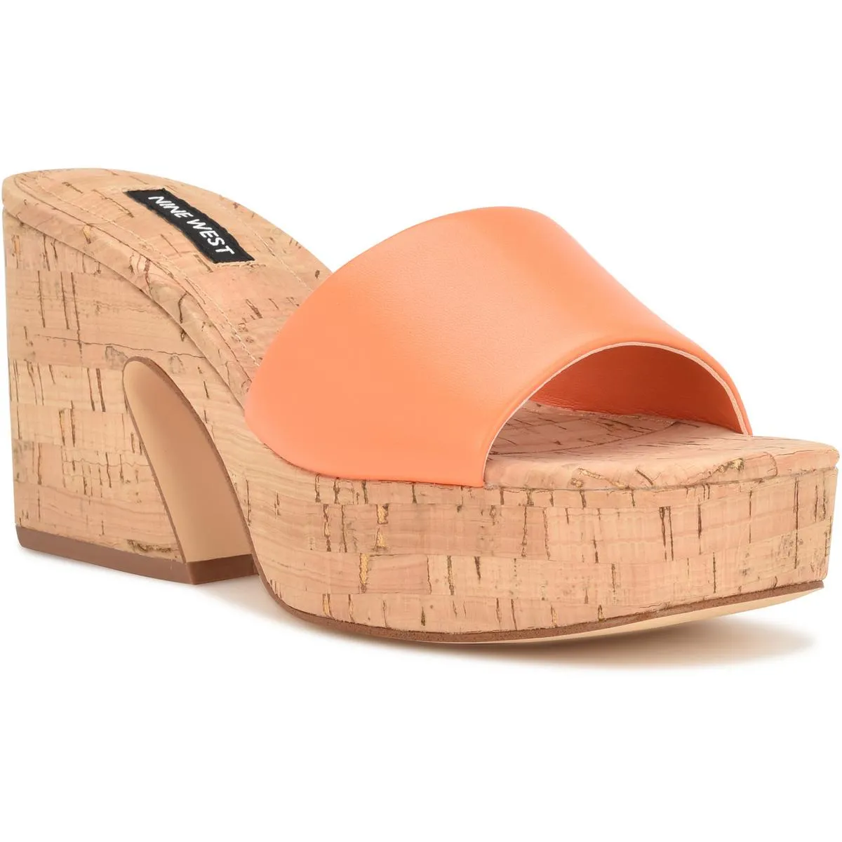 OKLEE Womens Faux Leather Slip On Block Heels