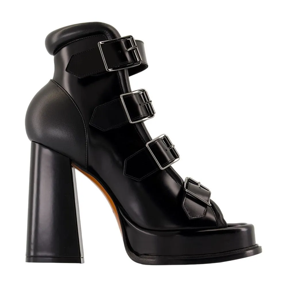 Open-Toe Pumps With High Block Heel