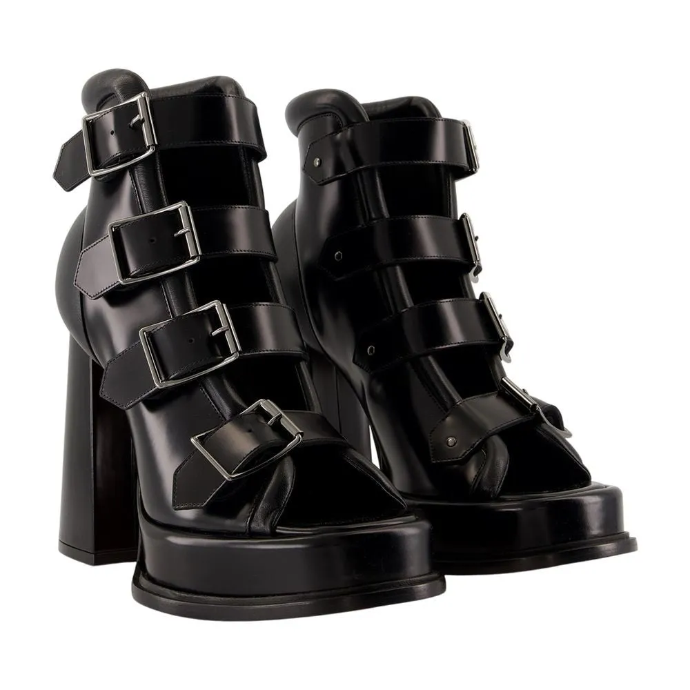 Open-Toe Pumps With High Block Heel