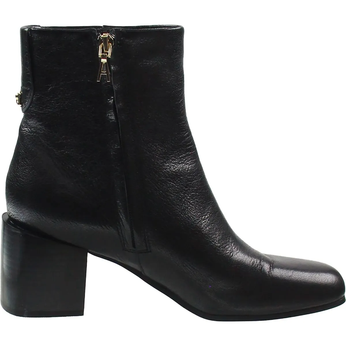 ORTONA Womens Block Heel Leather Mid-Calf Boots