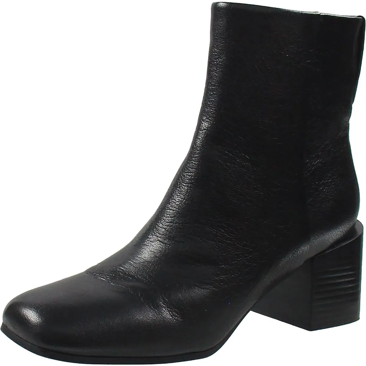 ORTONA Womens Block Heel Leather Mid-Calf Boots