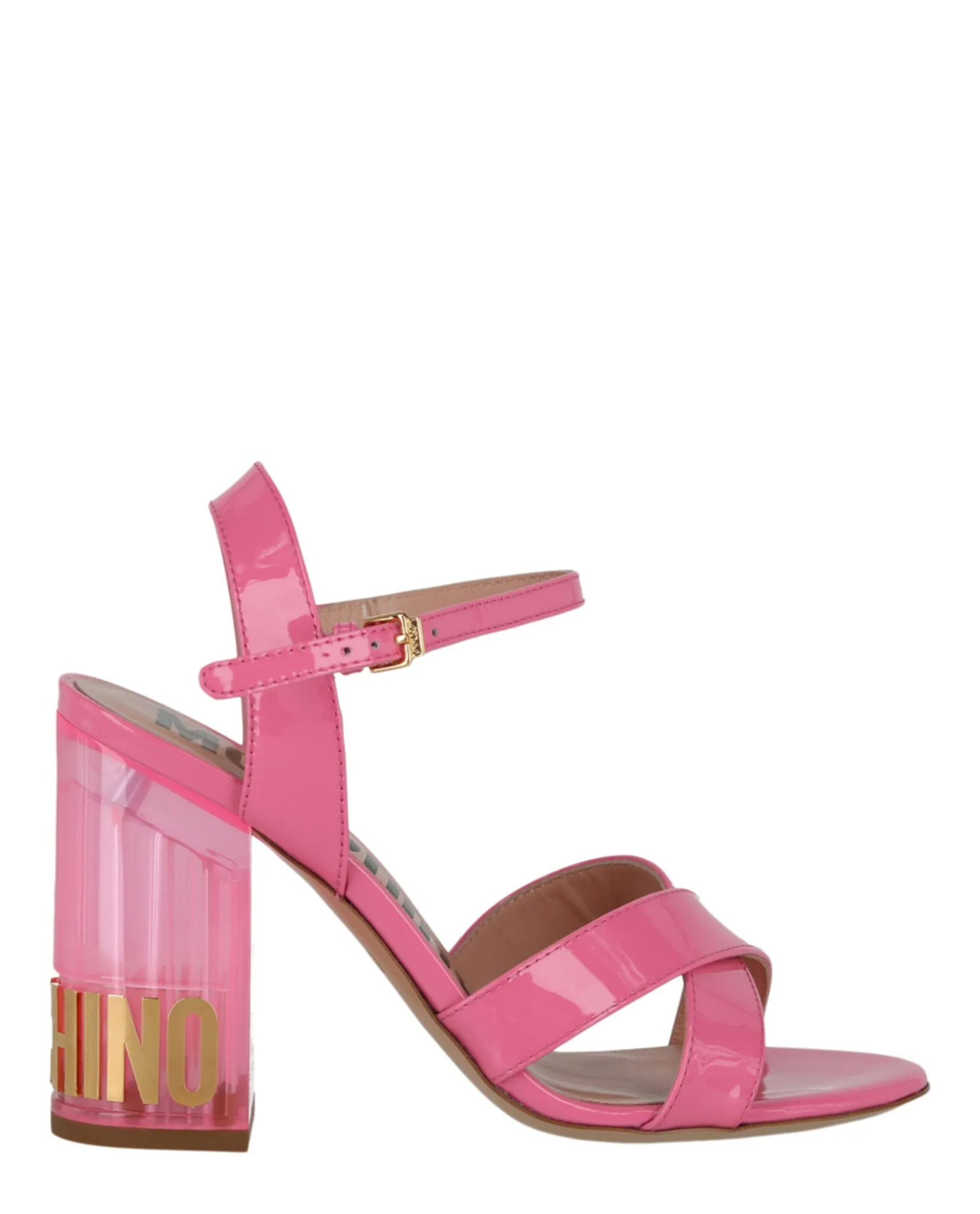 Patent Leather Logo Heel Sandals