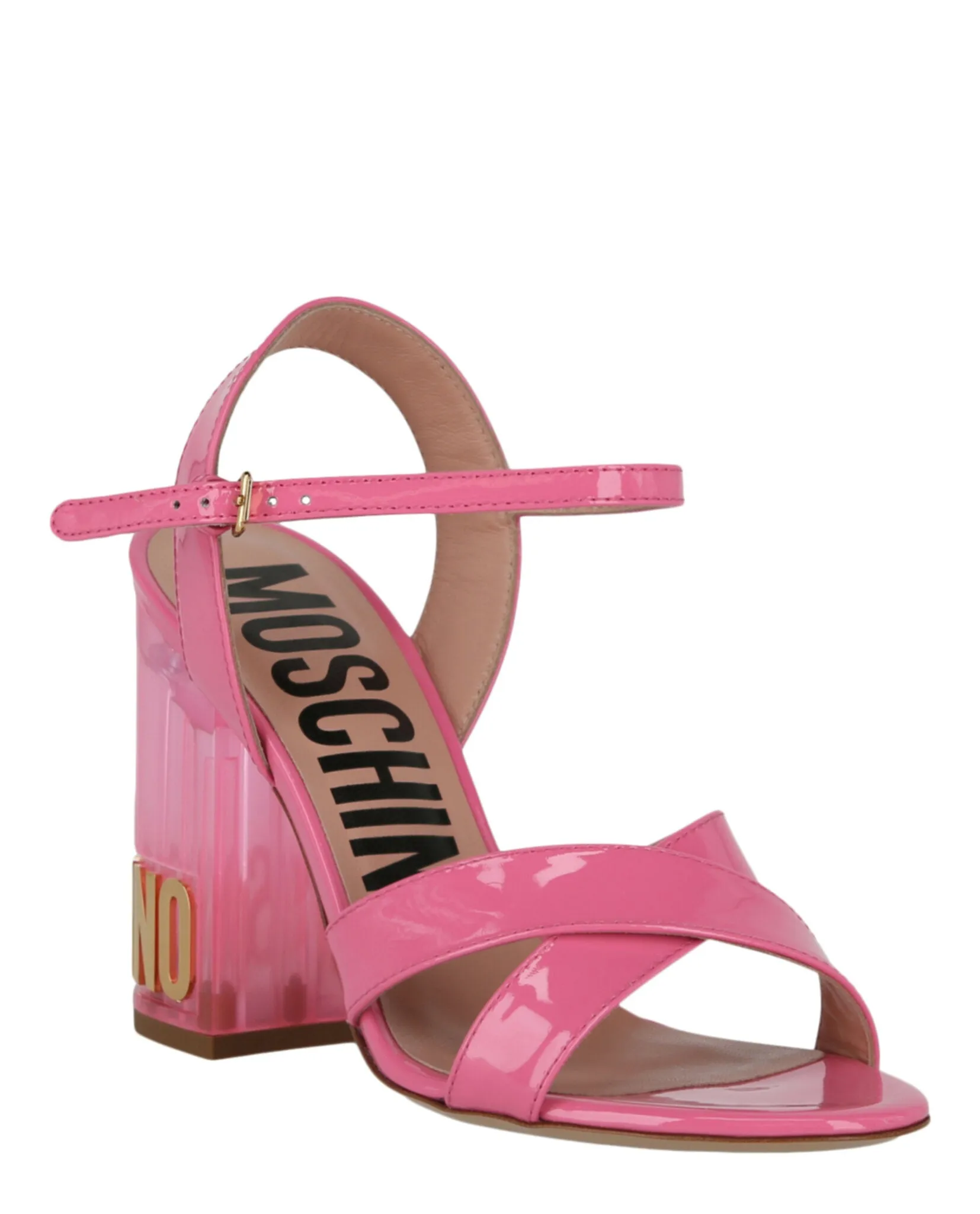 Patent Leather Logo Heel Sandals