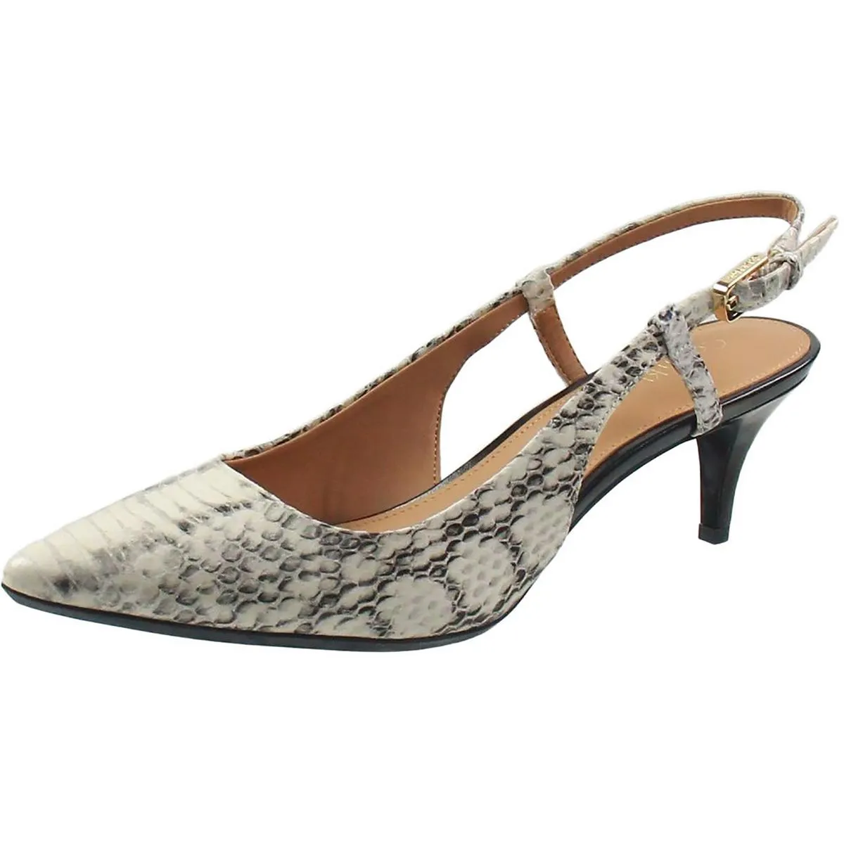 Patsi Womens Patent Leather Almond Toe Slingback Heels