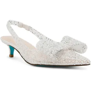 Patti Womens Embellished Vinyl Slingback Heels