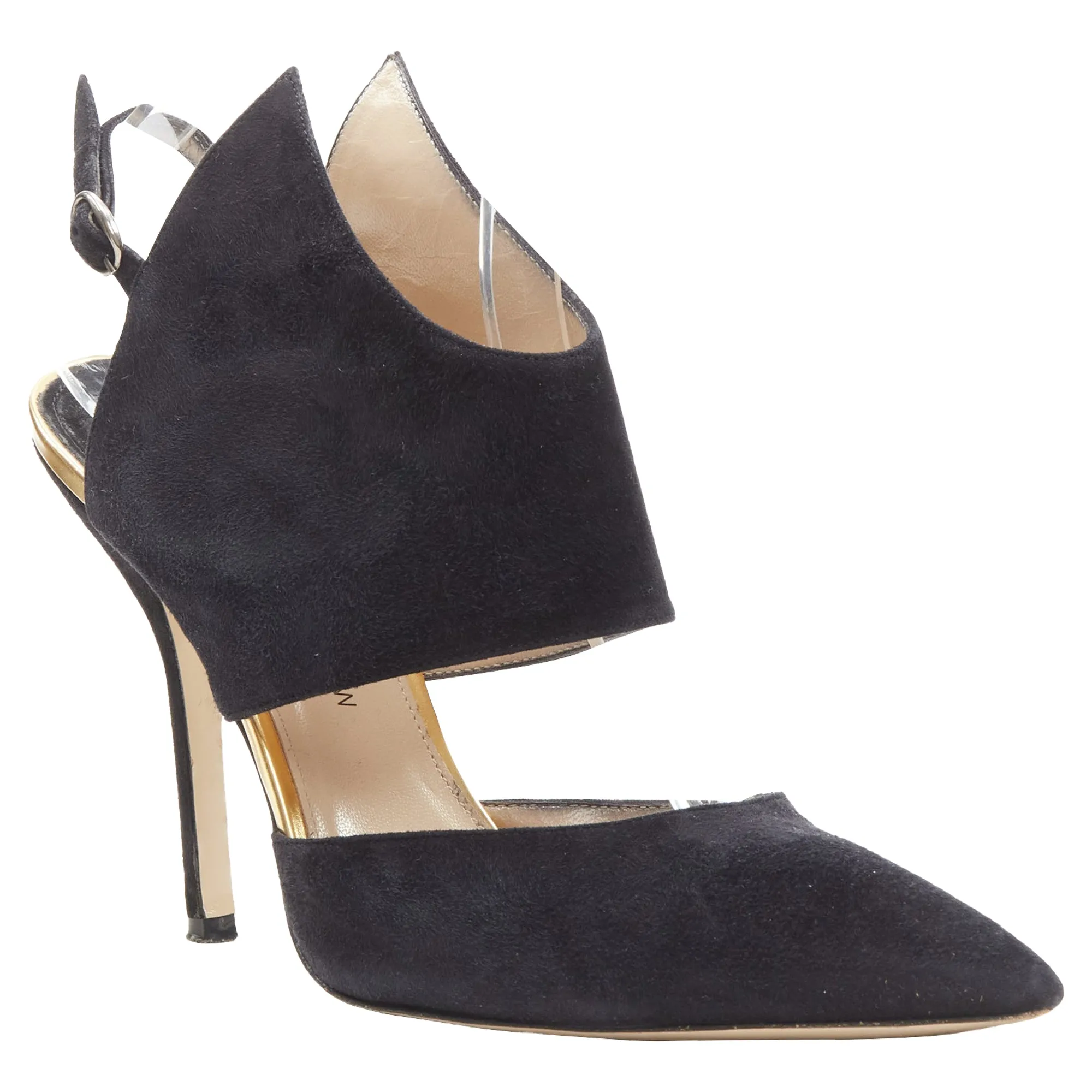 Paul Andrew Suede Pointed Winged Dorsay Pump