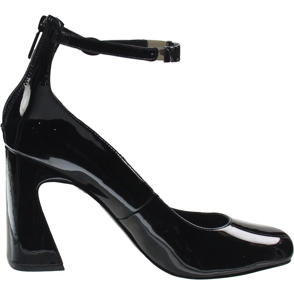 Pavla Logo Womens Block Heel Patent Ankle Strap