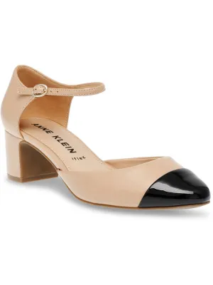 Pearle Womens Faux Leather Ankle Strap Pumps