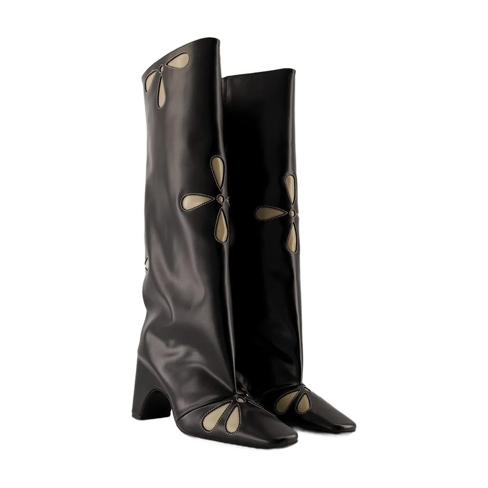 Petal Bridge Boots - Leather - Black