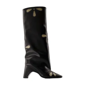 Petal Bridge Boots - Leather - Black