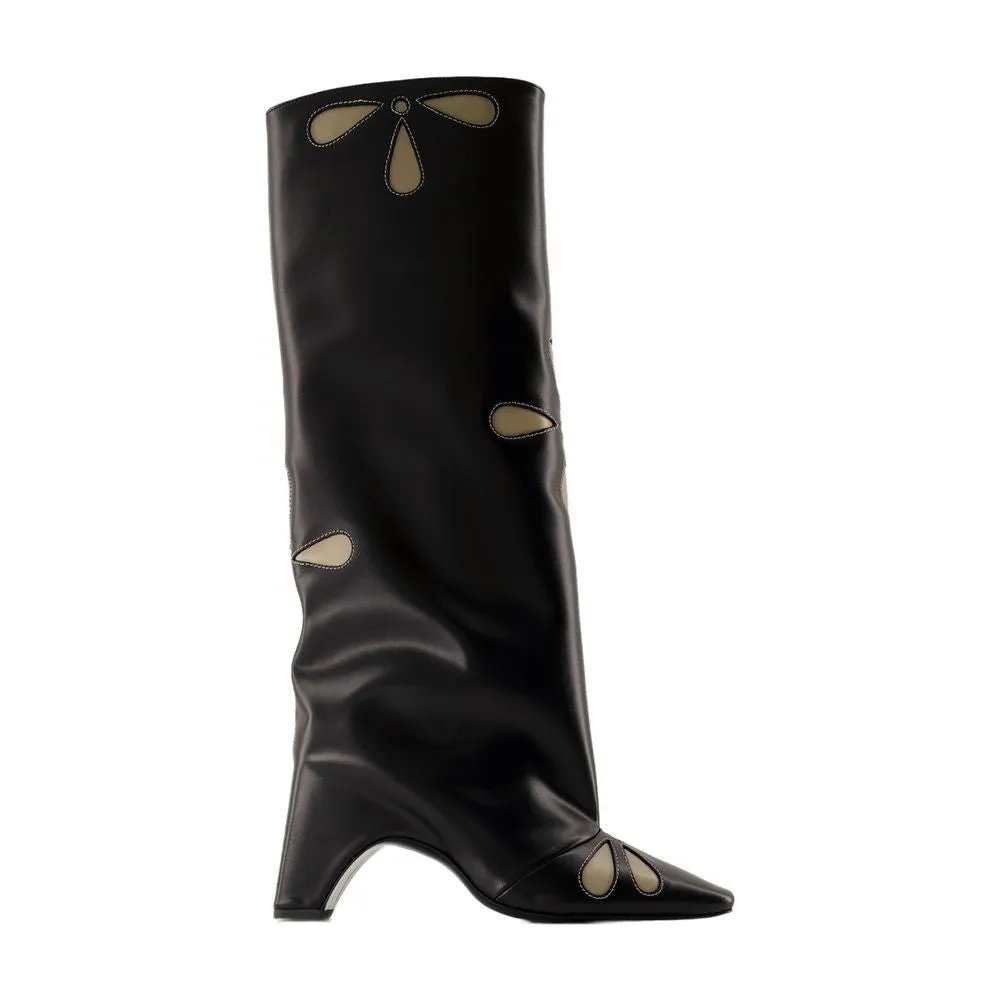 Petal Bridge Boots - Leather - Black
