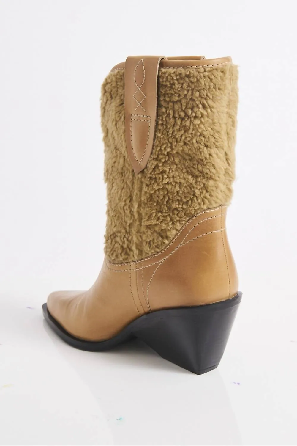 Pitchfork Point Shearling Boot In Almond Butter Shearling