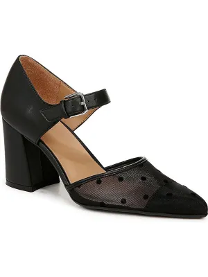 Pixie 2 Womens Mesh Polka Dot Block Heels