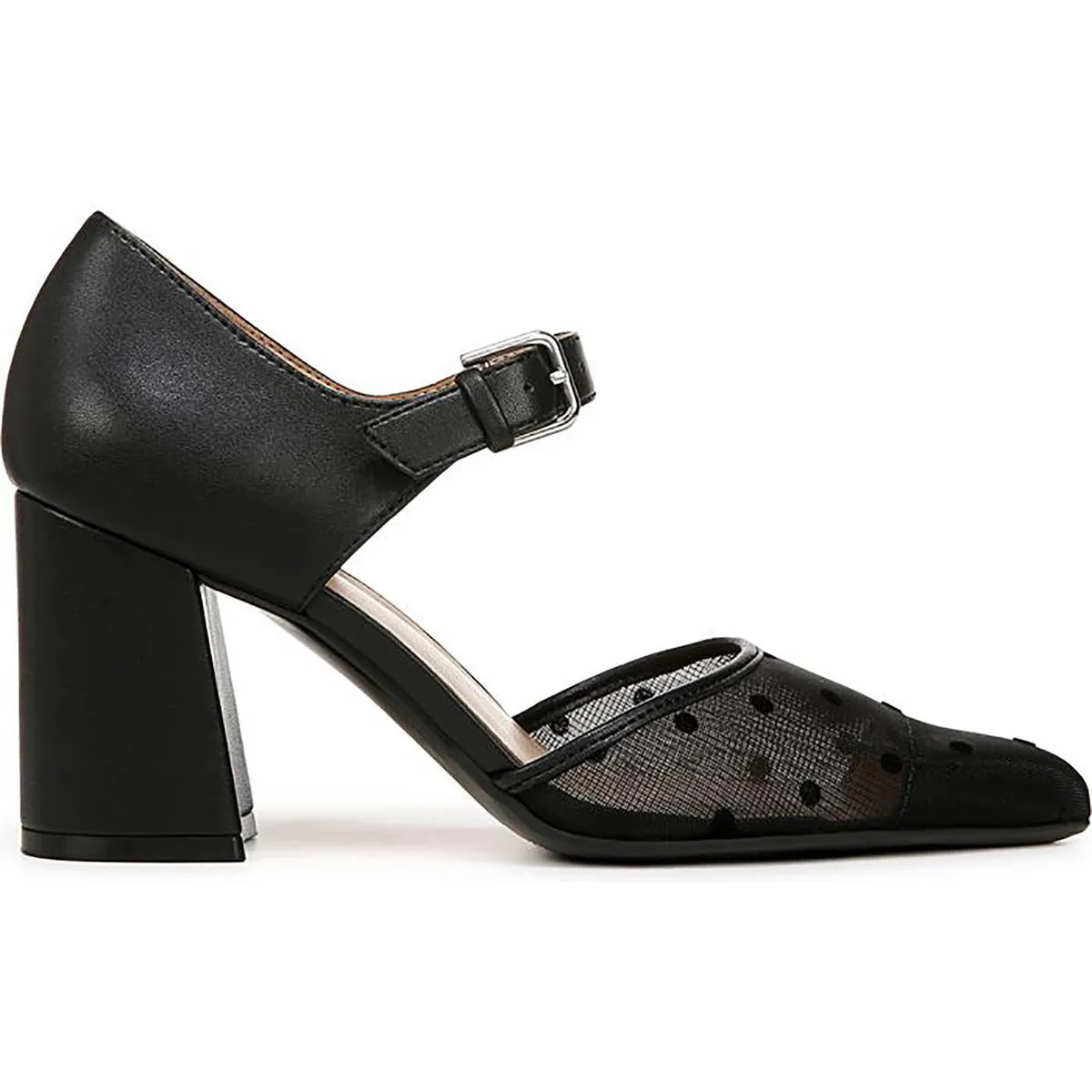 Pixie 2 Womens Mesh Polka Dot Block Heels
