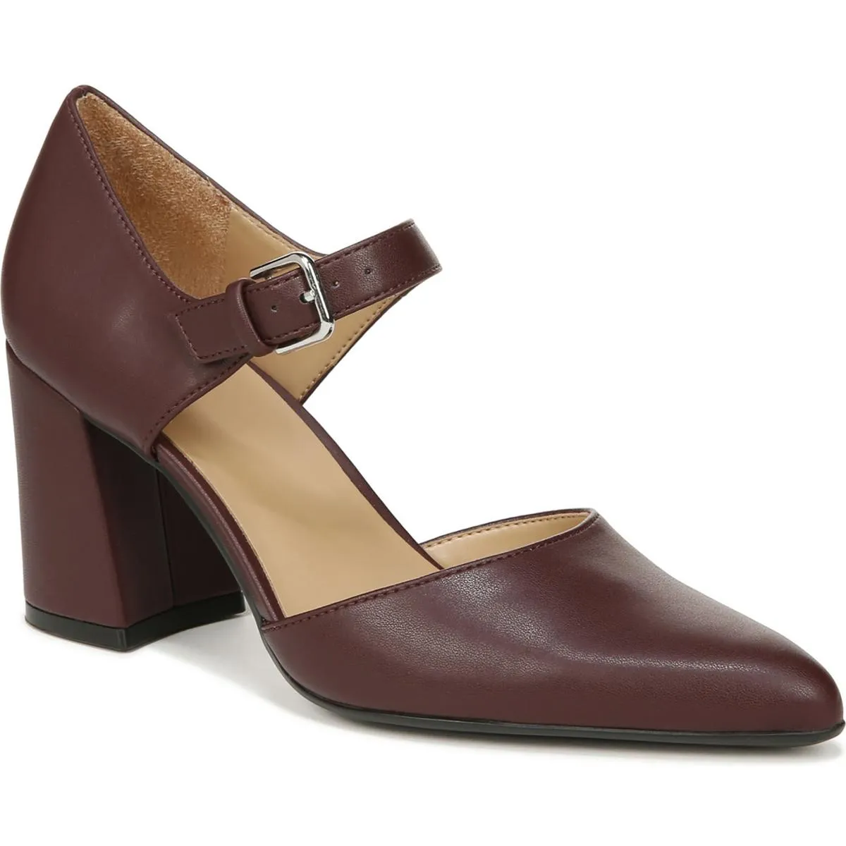 Pixie Womens Faux Leather Pointed Toe D'Orsay Heels