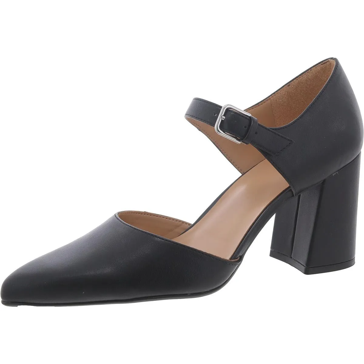 Pixie Womens Faux Leather Pointed Toe D'Orsay Heels