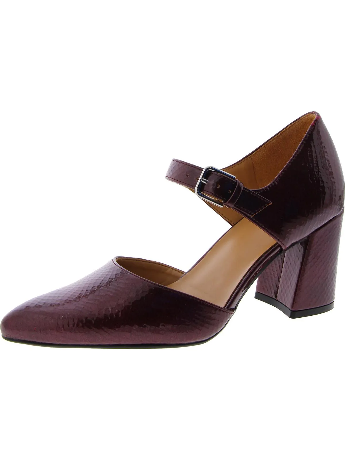 Pixie Womens Faux Leather Pointed Toe D'Orsay Heels