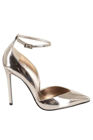 Pointed Toe Pumps With Mirrored Leather Finish