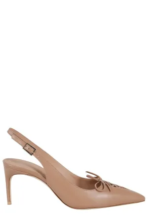 Pointed Toe Slingback Pumps With Bow Detail