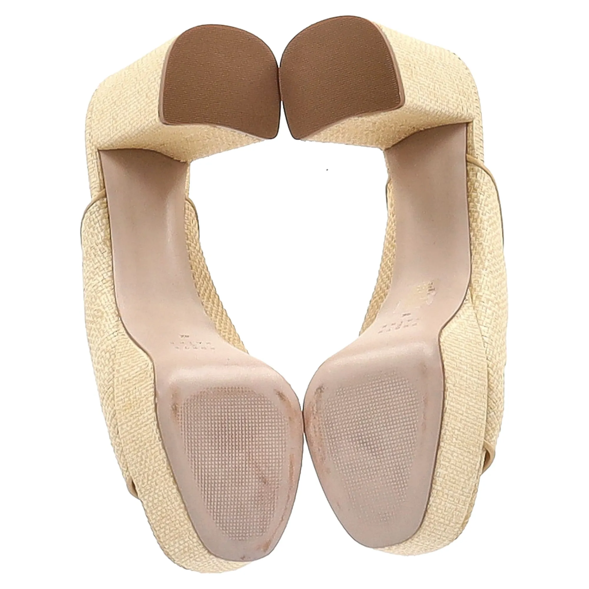 Porte & Paire Weaved Platform Mule Sandals in Yellow Vegetable Fiber
