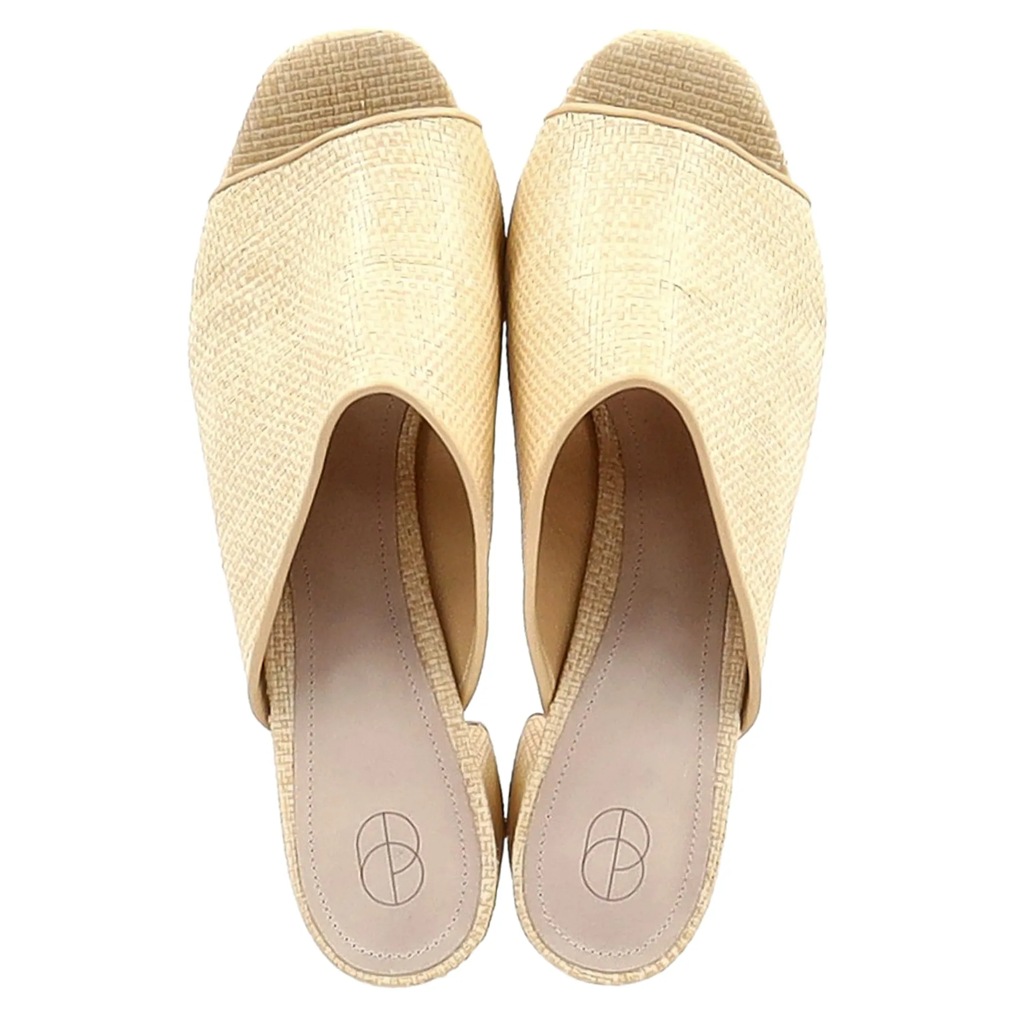 Porte & Paire Weaved Platform Mule Sandals in Yellow Vegetable Fiber