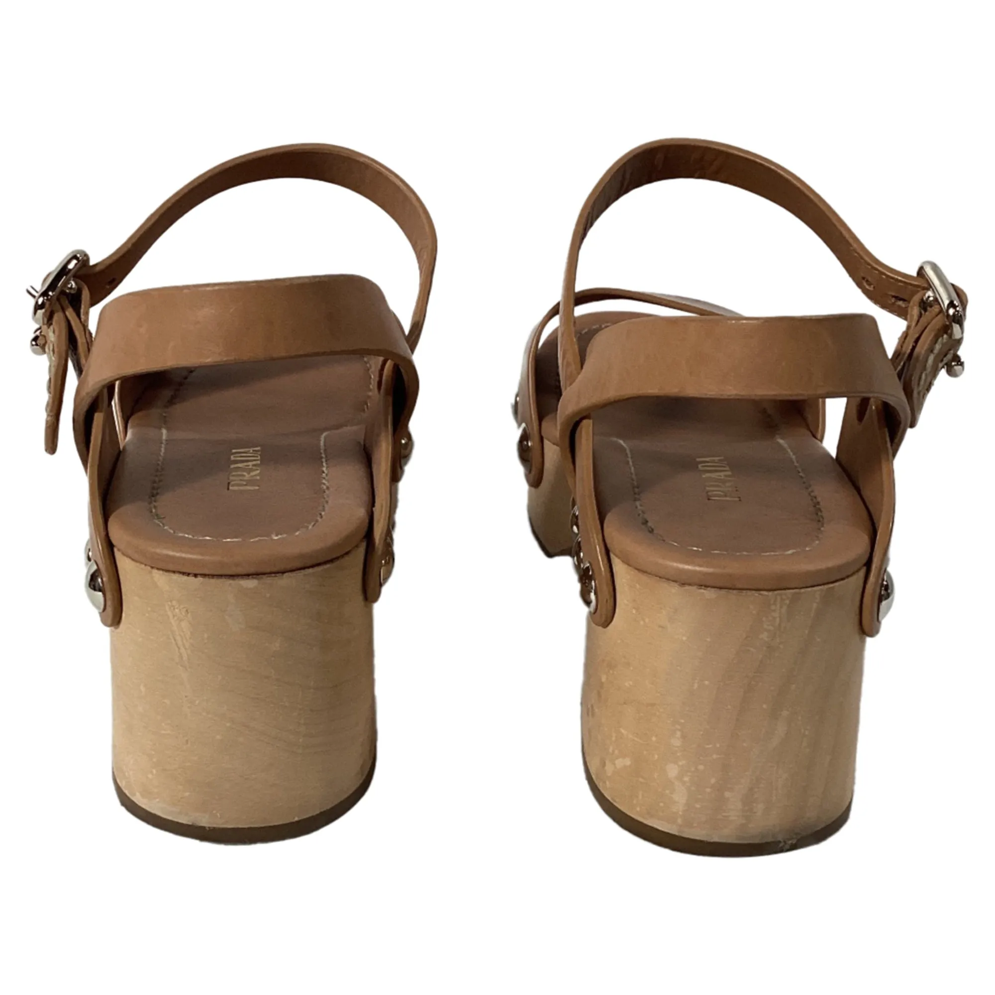 Prada Ankle Strap Platform Sandals in Brown Leather