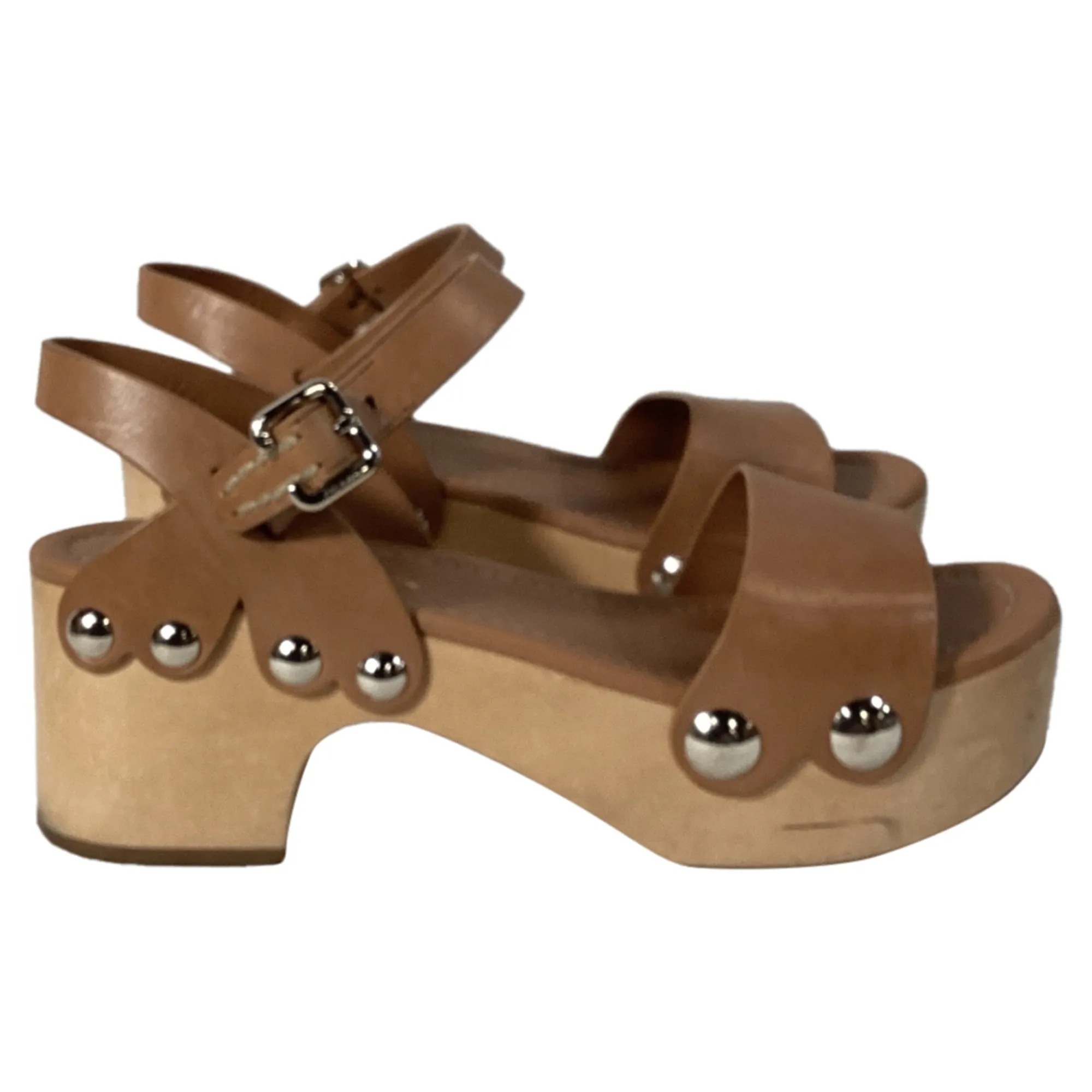 Prada Ankle Strap Platform Sandals in Brown Leather