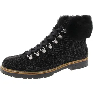 PRAVLE3 Womens Faux Fur Lined Manmade Combat & Lace-Up Boots